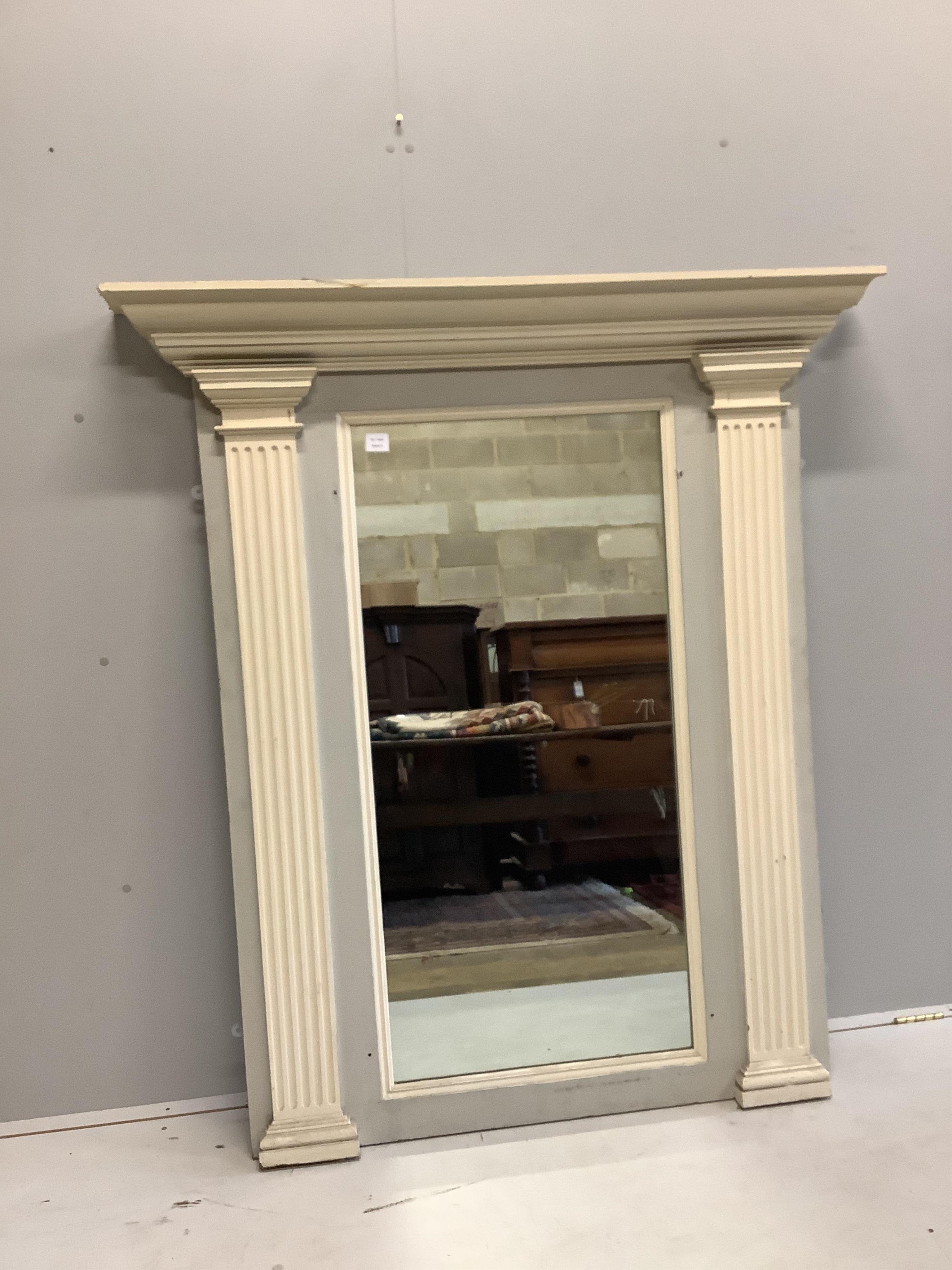 A 19th century painted overmantel mirror, width 134cm, height 153cm. Condition - fair